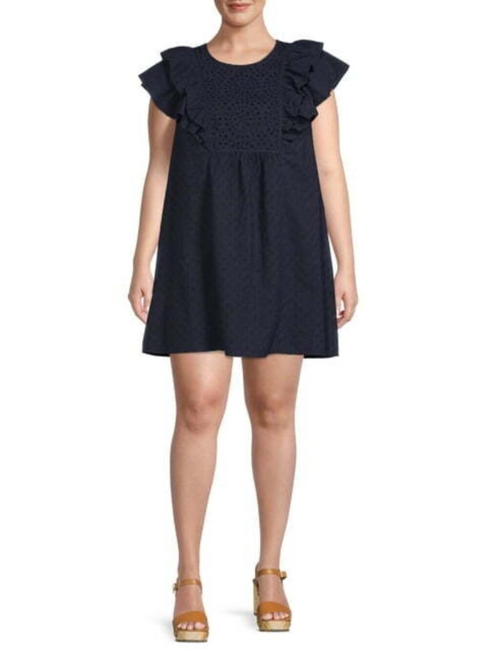 Terra & Sky Womens Plus Size Woven Eyelet Dress